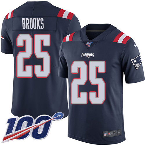 Nike Patriots #25 Terrence Brooks Navy Blue Youth Stitched NFL Limited Rush 100th Season Jersey